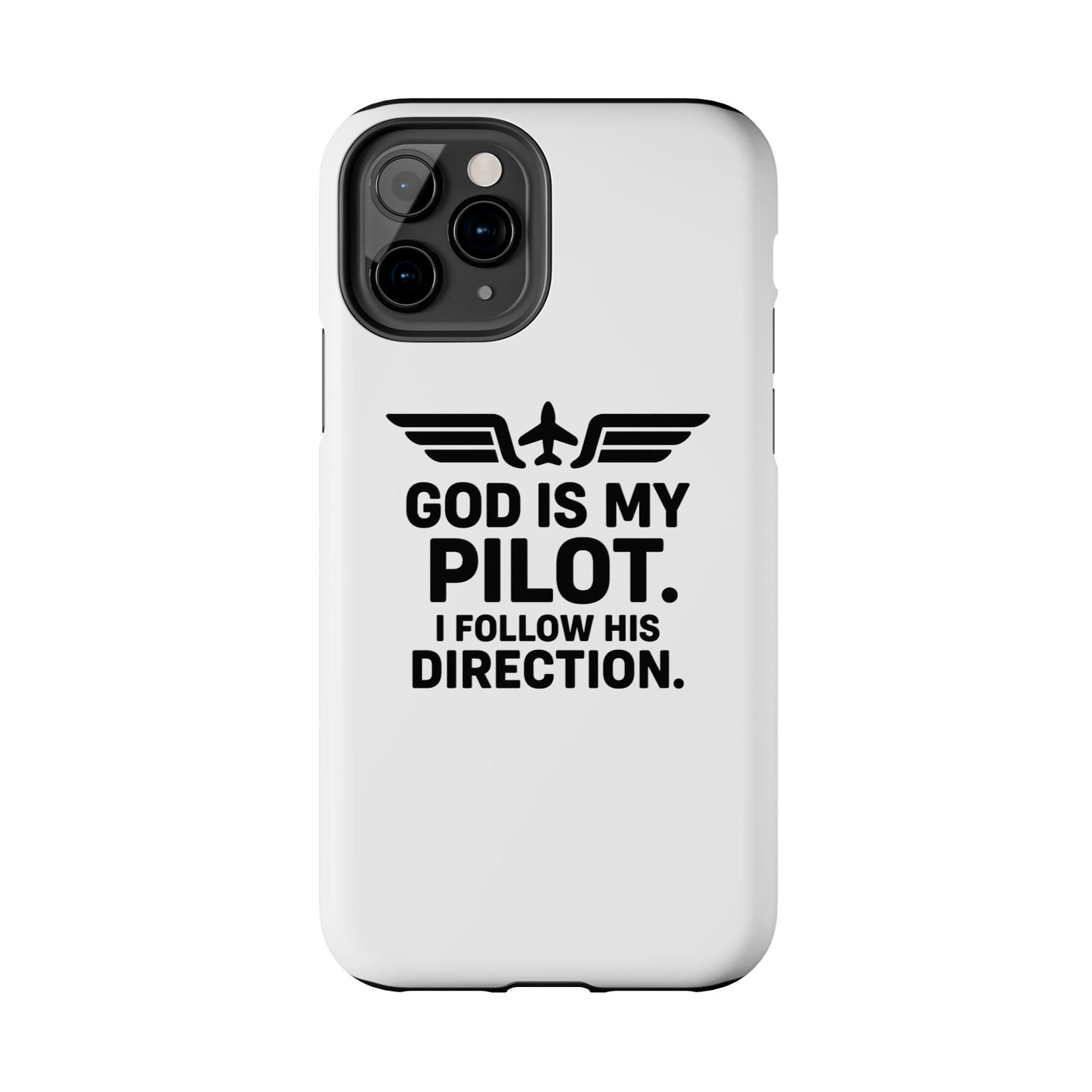 God Is My Pilot I Follow His Direction phone case | Christian aviation design