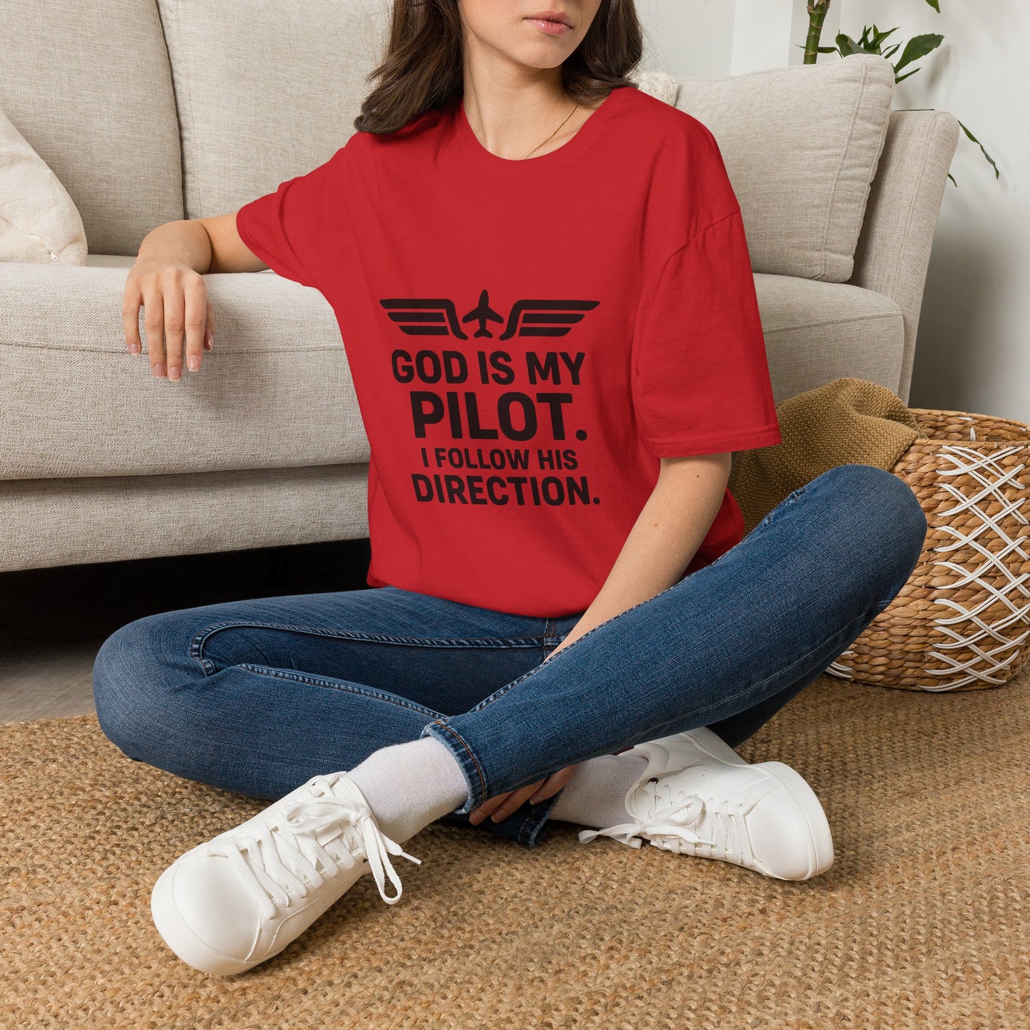 God Is My Pilot T-Shirt | Christian Pilot Shirt | Aviation Faith Tee | Airplane Lover Gift | Inspirational Christian Gift