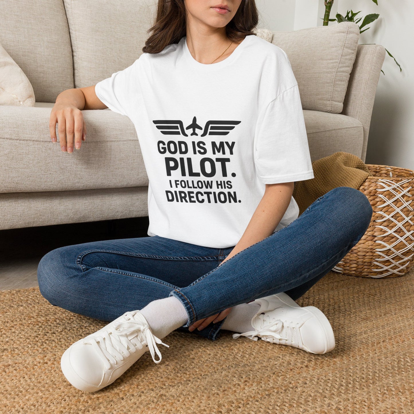 God Is My Pilot T-Shirt | Christian Pilot Shirt | Aviation Faith Tee | Airplane Lover Gift | Inspirational Christian Gift