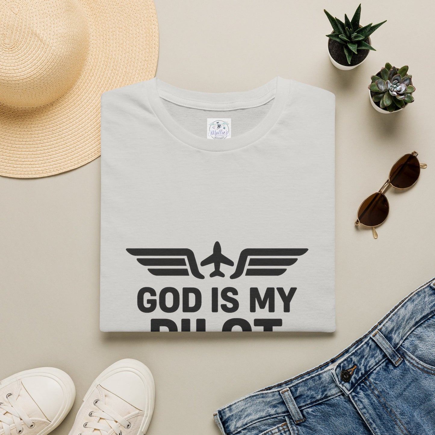 God Is My Pilot T-Shirt | Christian Pilot Shirt | Aviation Faith Tee | Airplane Lover Gift | Inspirational Christian Gift