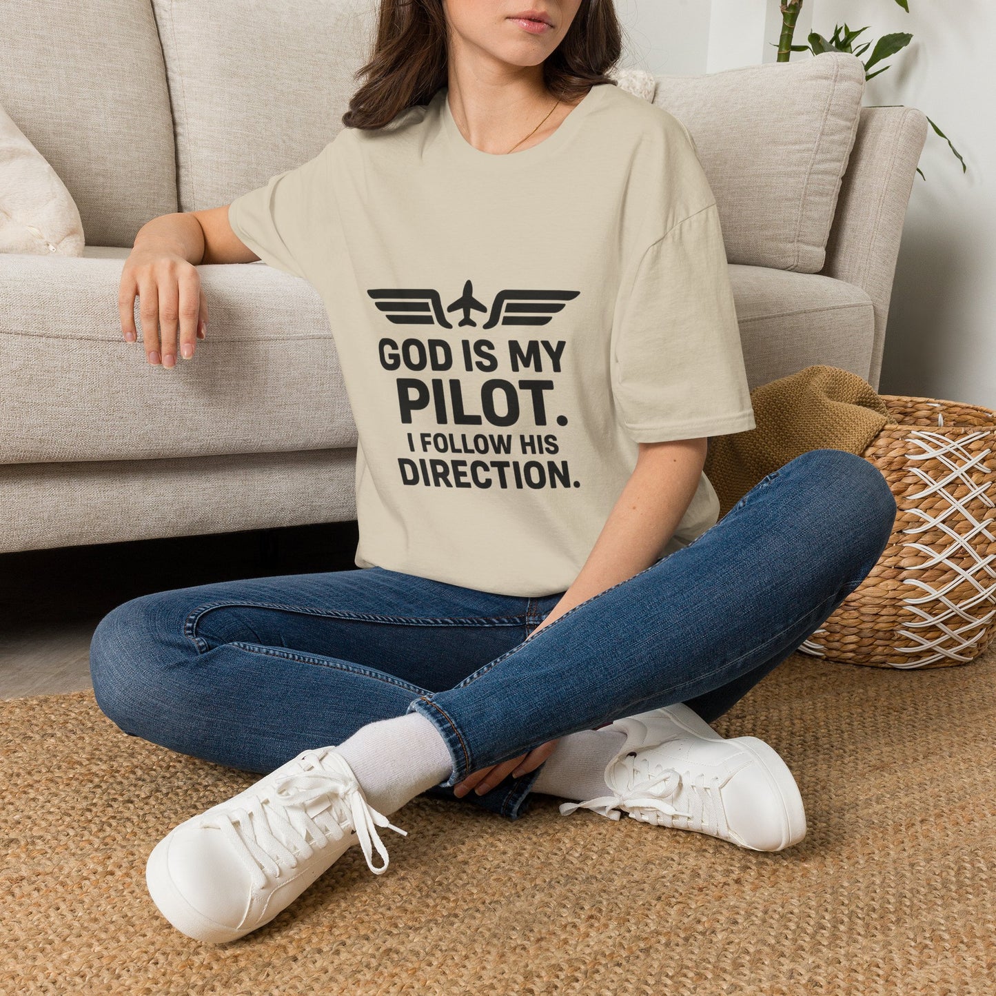 God Is My Pilot T-Shirt | Christian Pilot Shirt | Aviation Faith Tee | Airplane Lover Gift | Inspirational Christian Gift