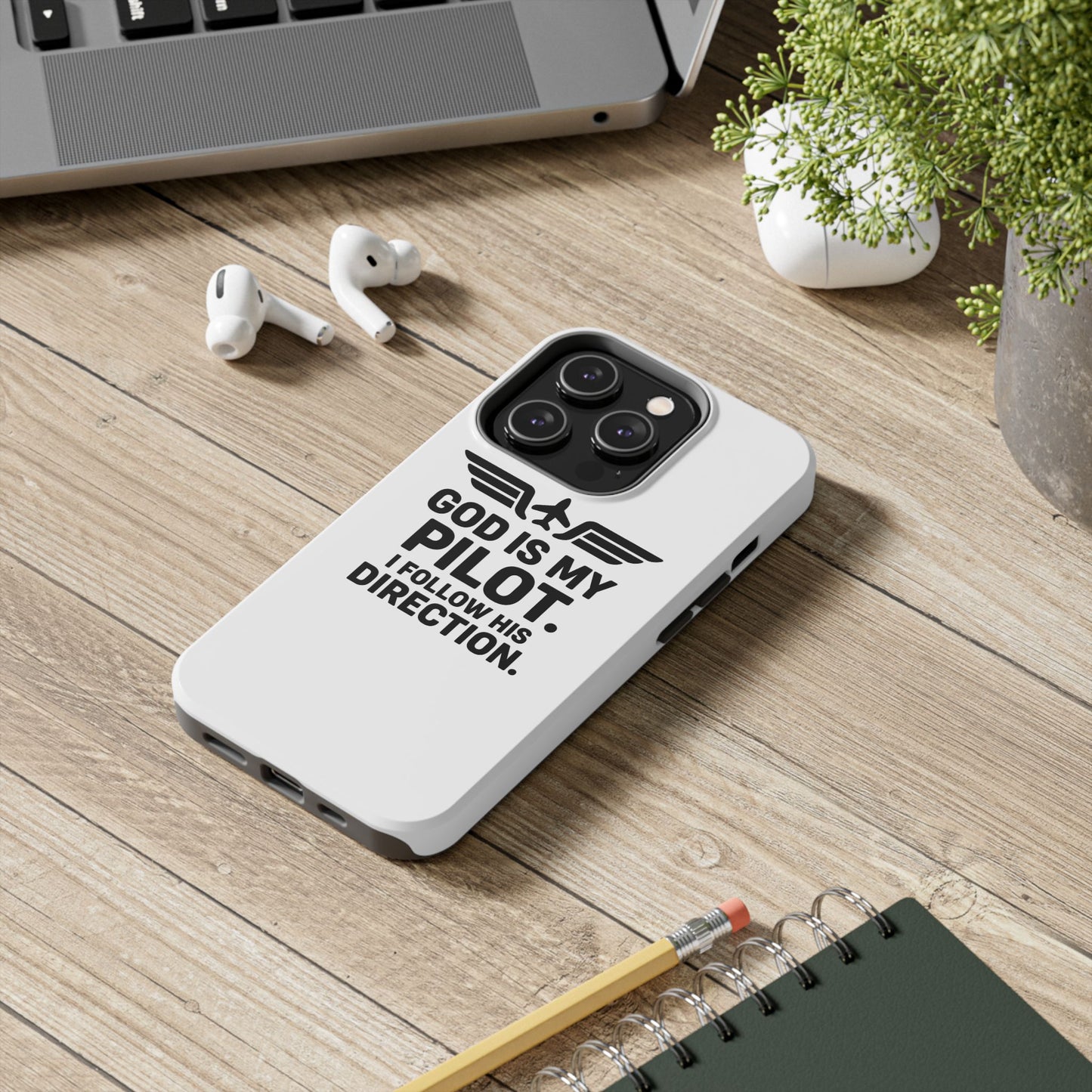 God Is My Pilot I Follow His Direction phone case | Christian aviation design