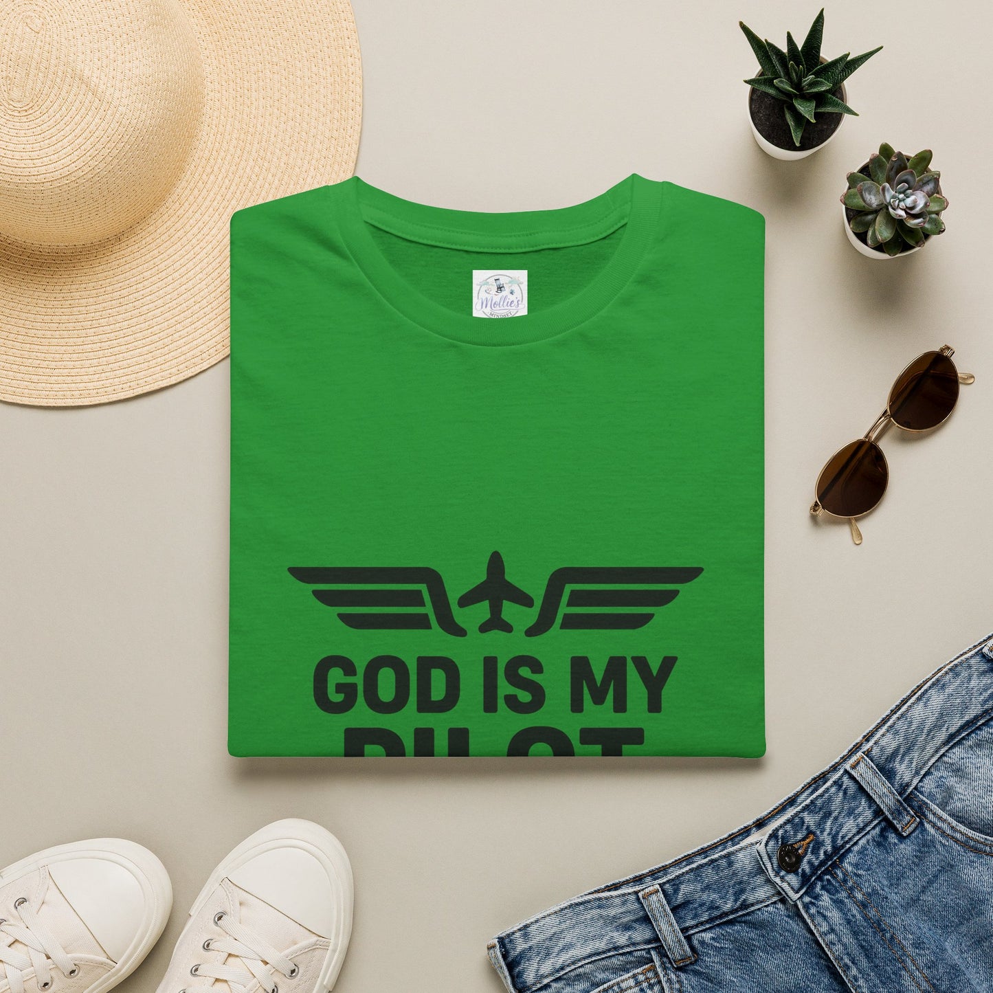 God Is My Pilot T-Shirt | Christian Pilot Shirt | Aviation Faith Tee | Airplane Lover Gift | Inspirational Christian Gift