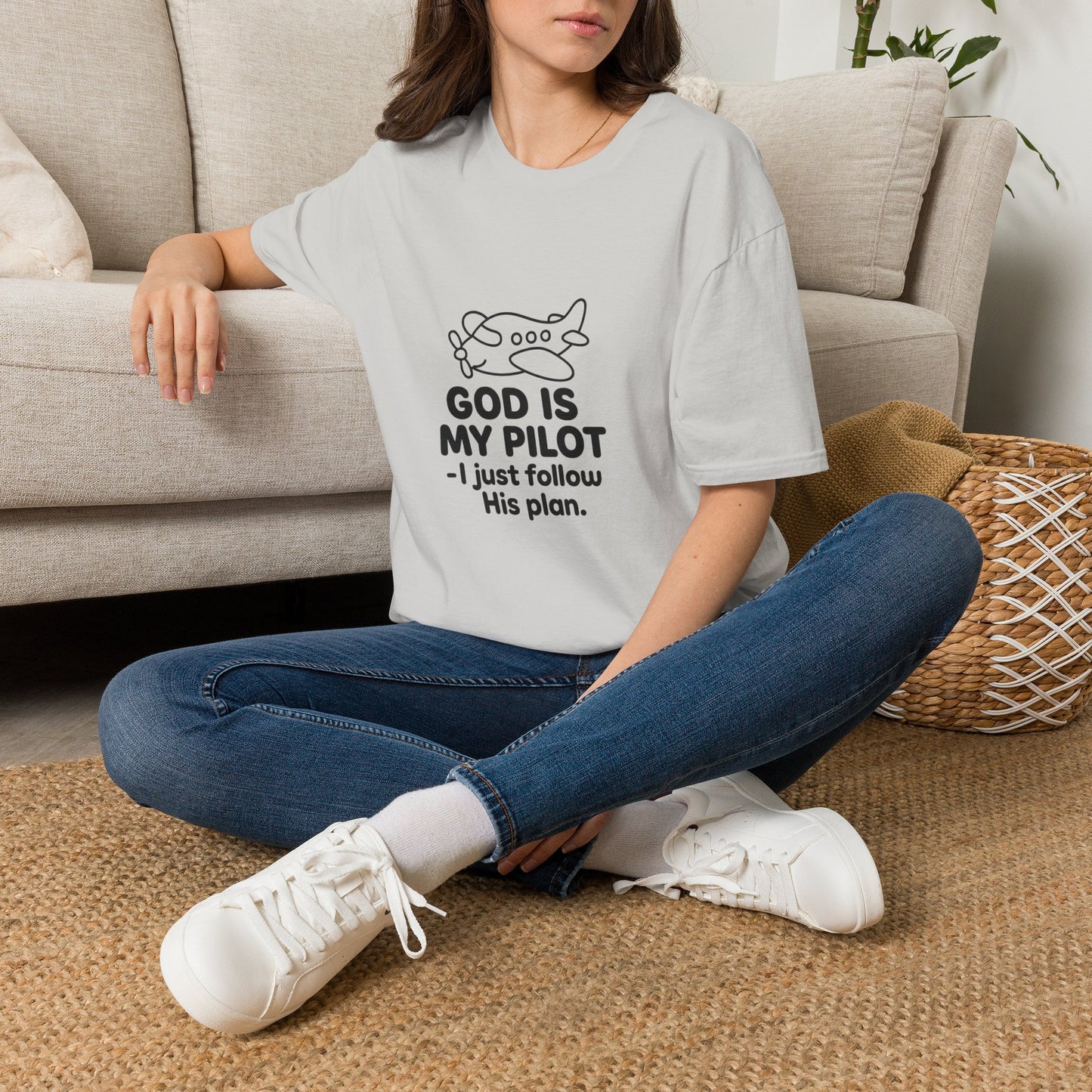 God Is My Pilot plane graphic T-Shirt | Christian faith aviation tee