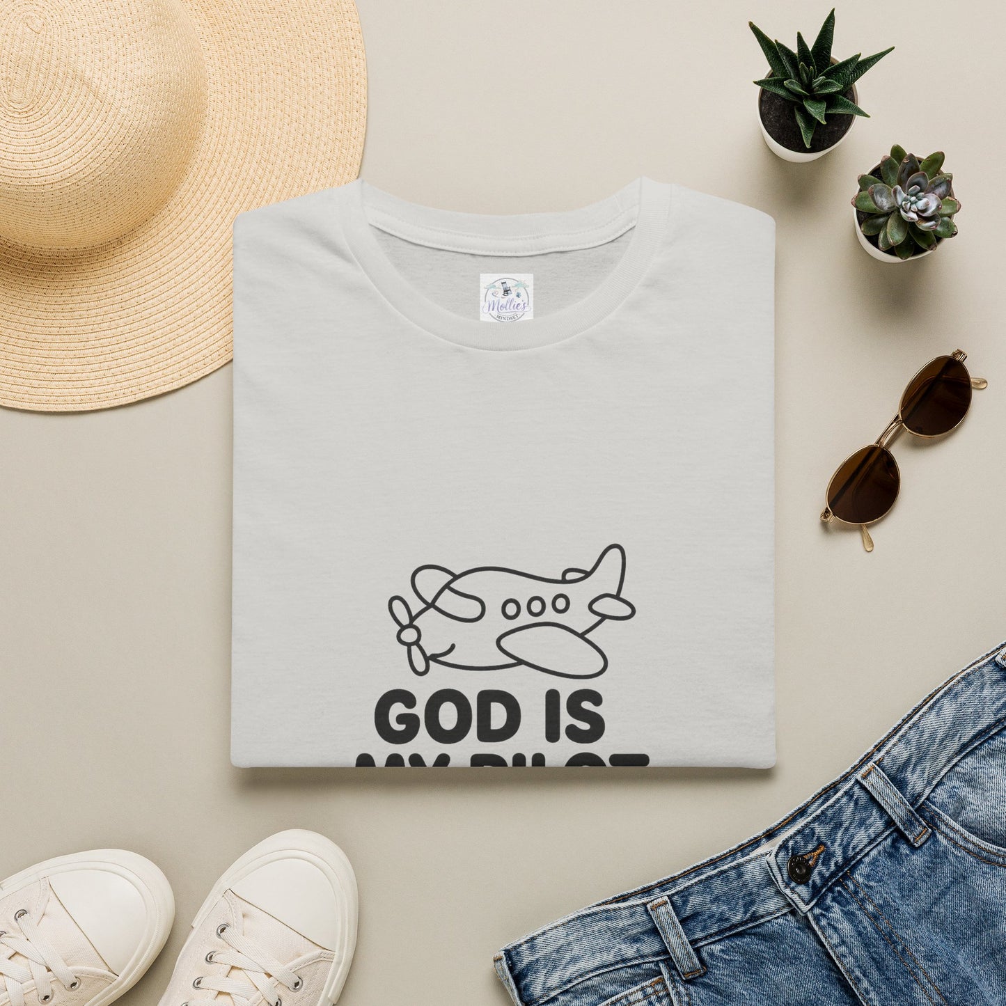 God Is My Pilot plane graphic T-Shirt | Christian faith aviation tee