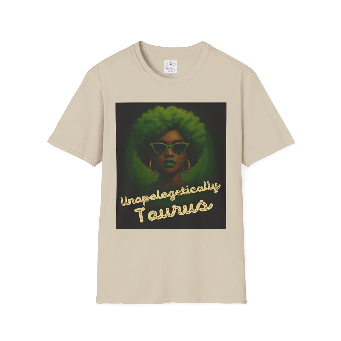 Unapologetically Taurus Green Afro Queen T-Shirt | Bold Zodiac Graphic Tee for Confident Women