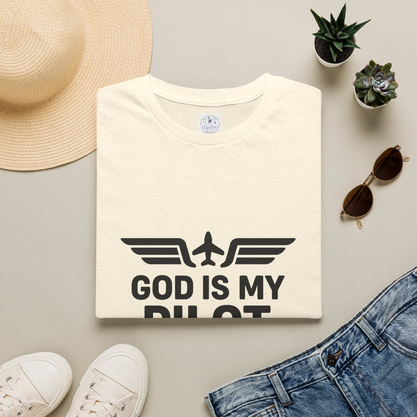 God Is My Pilot T-Shirt | Christian Pilot Shirt | Aviation Faith Tee | Airplane Lover Gift | Inspirational Christian Gift