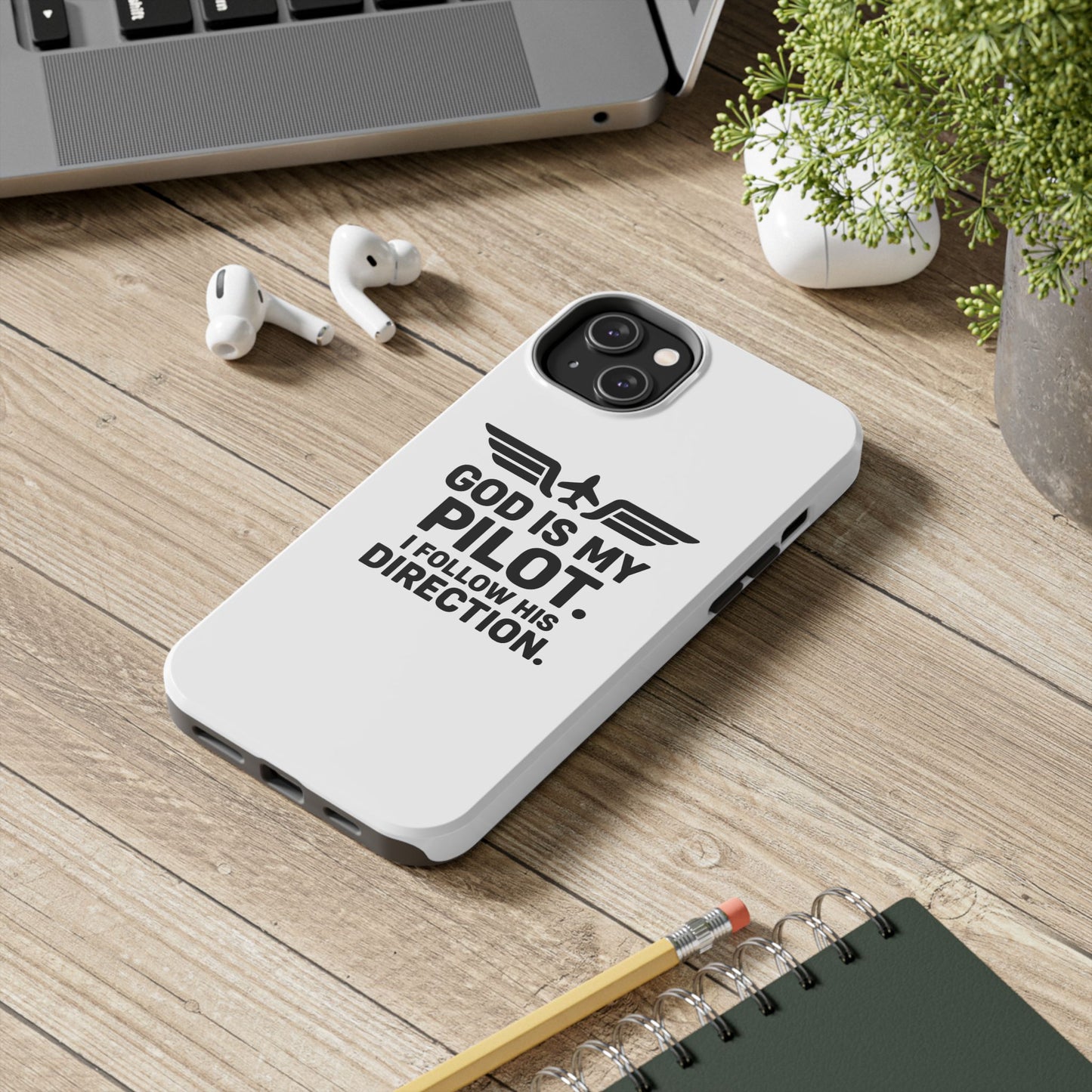 God Is My Pilot I Follow His Direction phone case | Christian aviation design