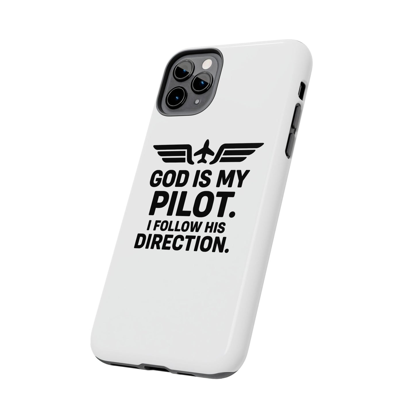 God Is My Pilot I Follow His Direction phone case | Christian aviation design