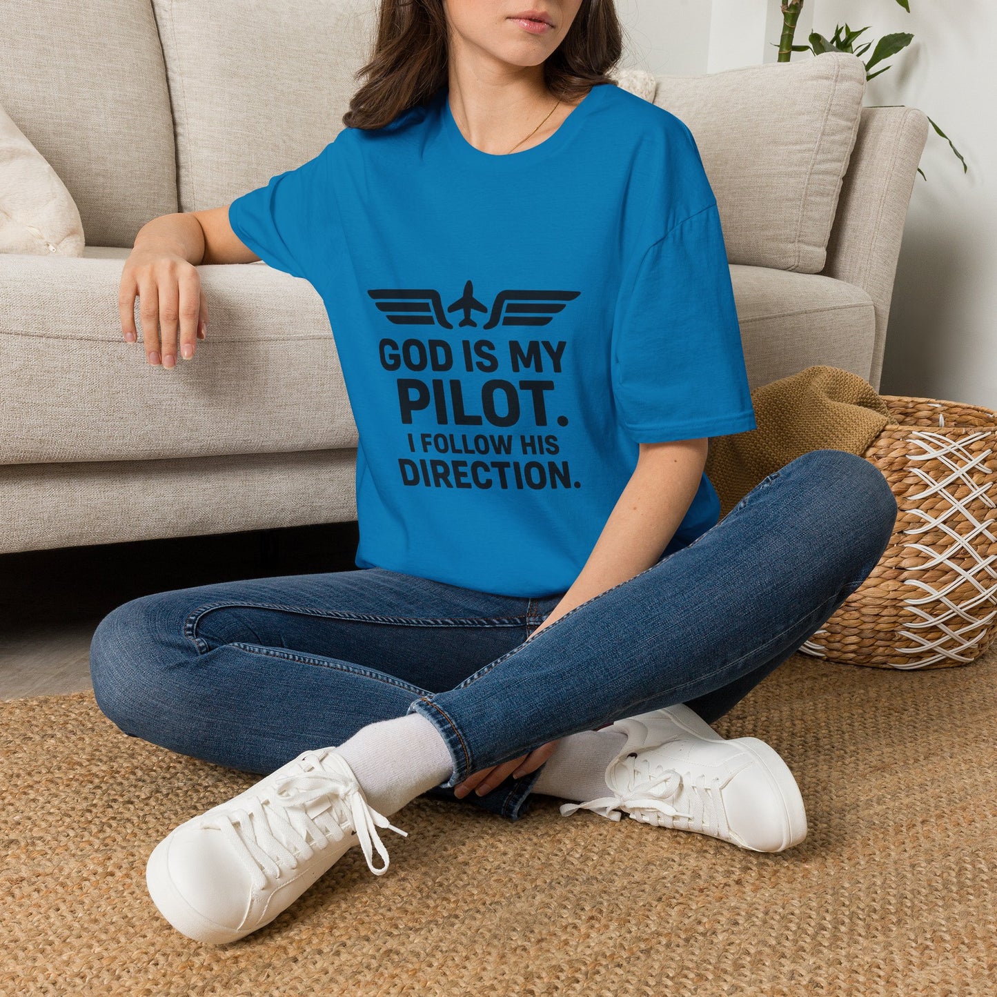God Is My Pilot T-Shirt | Christian Pilot Shirt | Aviation Faith Tee | Airplane Lover Gift | Inspirational Christian Gift