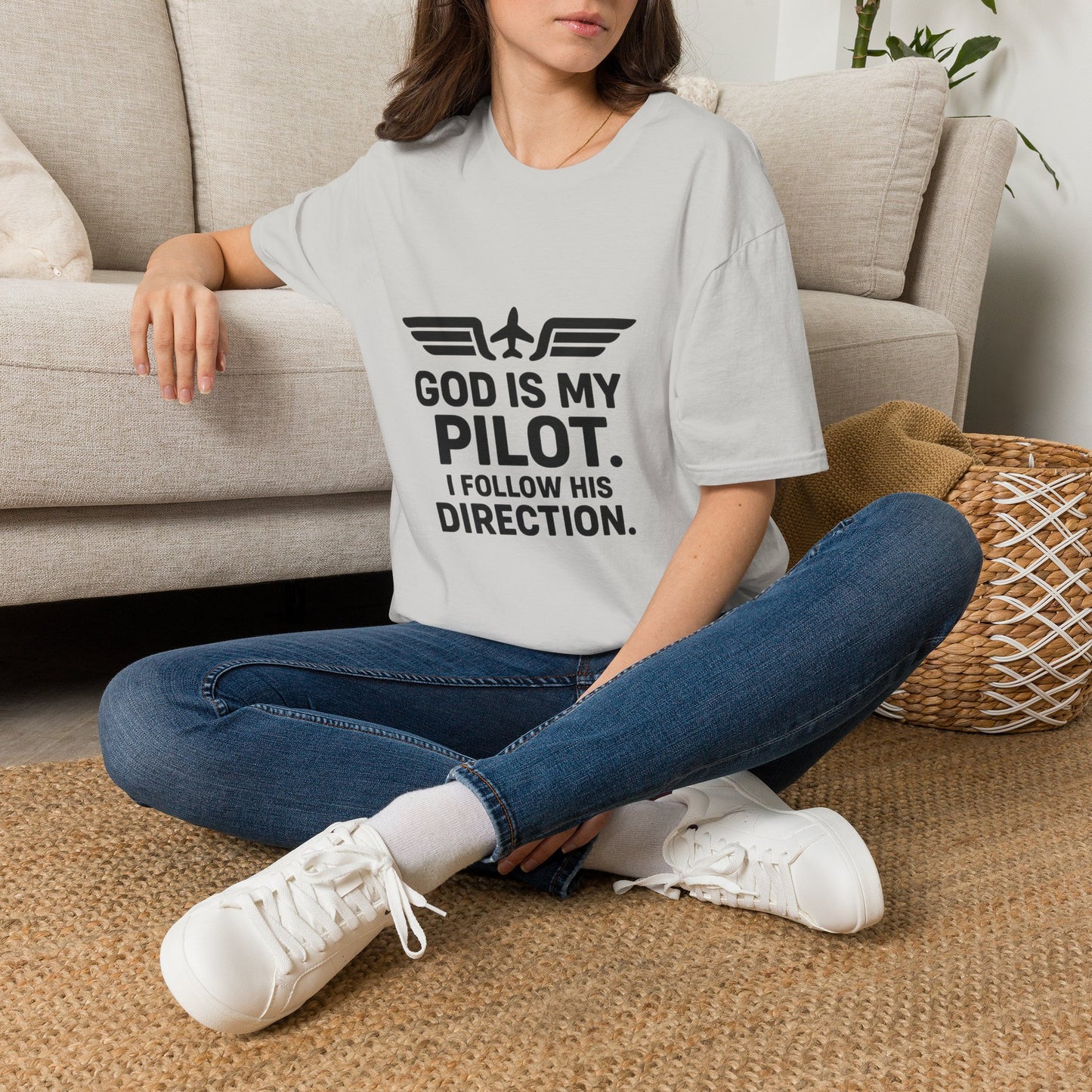 God Is My Pilot T-Shirt | Christian Pilot Shirt | Aviation Faith Tee | Airplane Lover Gift | Inspirational Christian Gift
