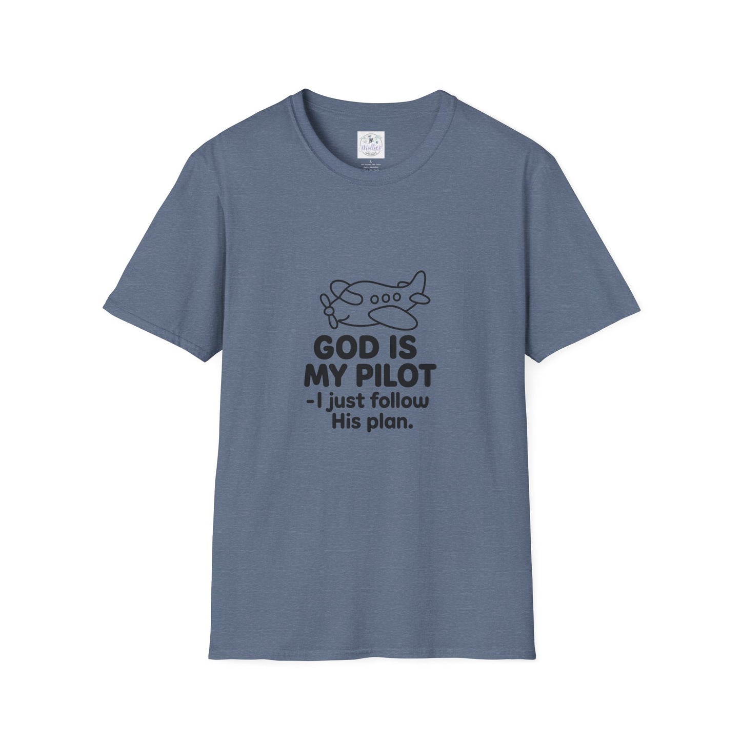 God Is My Pilot plane graphic T-Shirt | Christian faith aviation tee