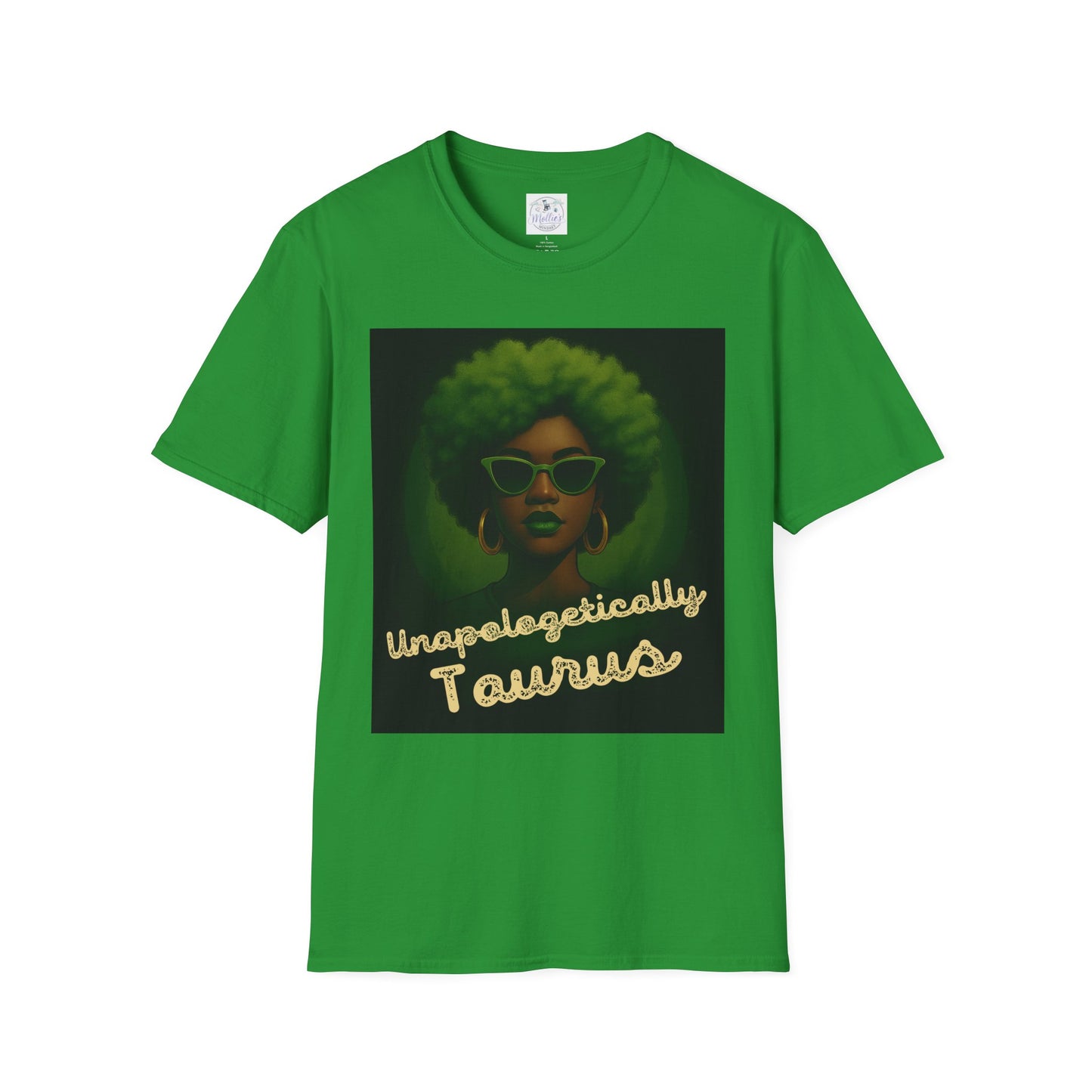 Unapologetically Taurus Green Afro Queen T-Shirt | Bold Zodiac Graphic Tee for Confident Women