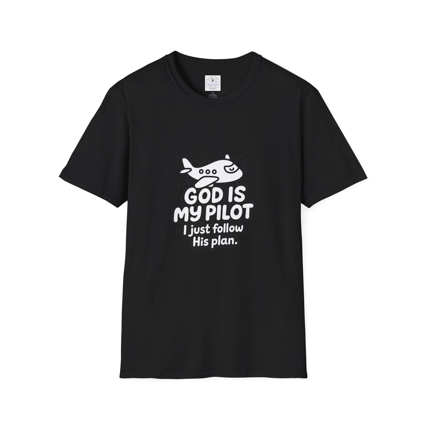 God Is My Pilot plane graphic T-Shirt | Christian faith aviation tee