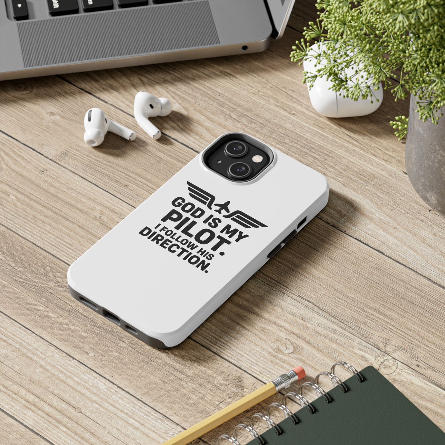 God Is My Pilot I Follow His Direction phone case | Christian aviation design