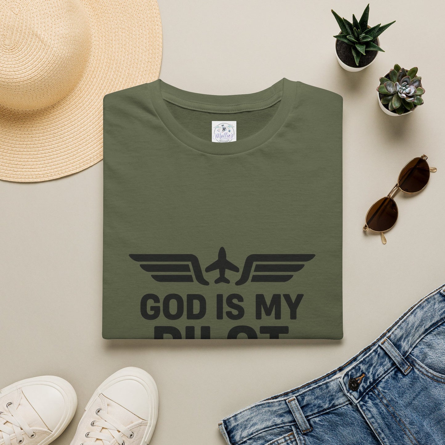 God Is My Pilot T-Shirt | Christian Pilot Shirt | Aviation Faith Tee | Airplane Lover Gift | Inspirational Christian Gift