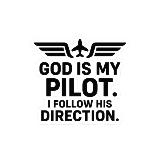God Is My Pilot Sticker | Faith Aviation Decal | Christian Plane Quote