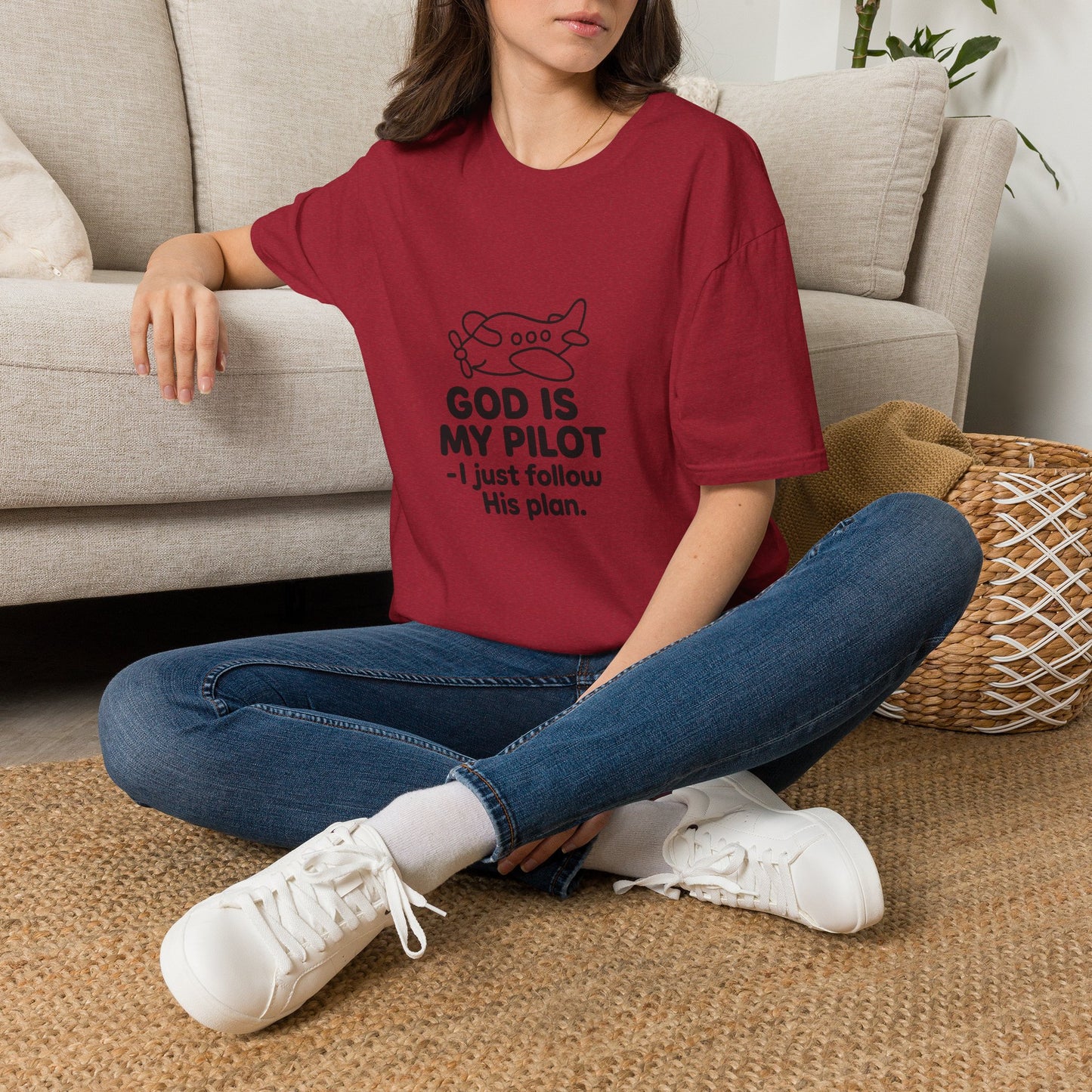 God Is My Pilot plane graphic T-Shirt | Christian faith aviation tee
