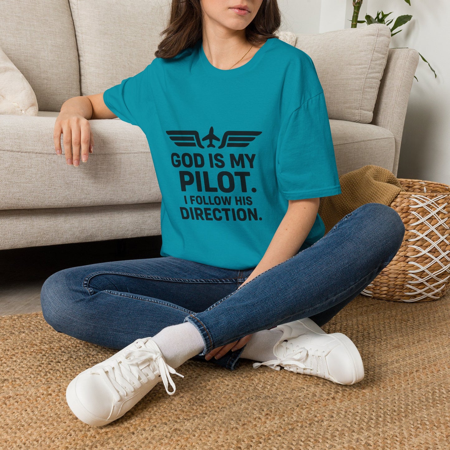 God Is My Pilot T-Shirt | Christian Pilot Shirt | Aviation Faith Tee | Airplane Lover Gift | Inspirational Christian Gift