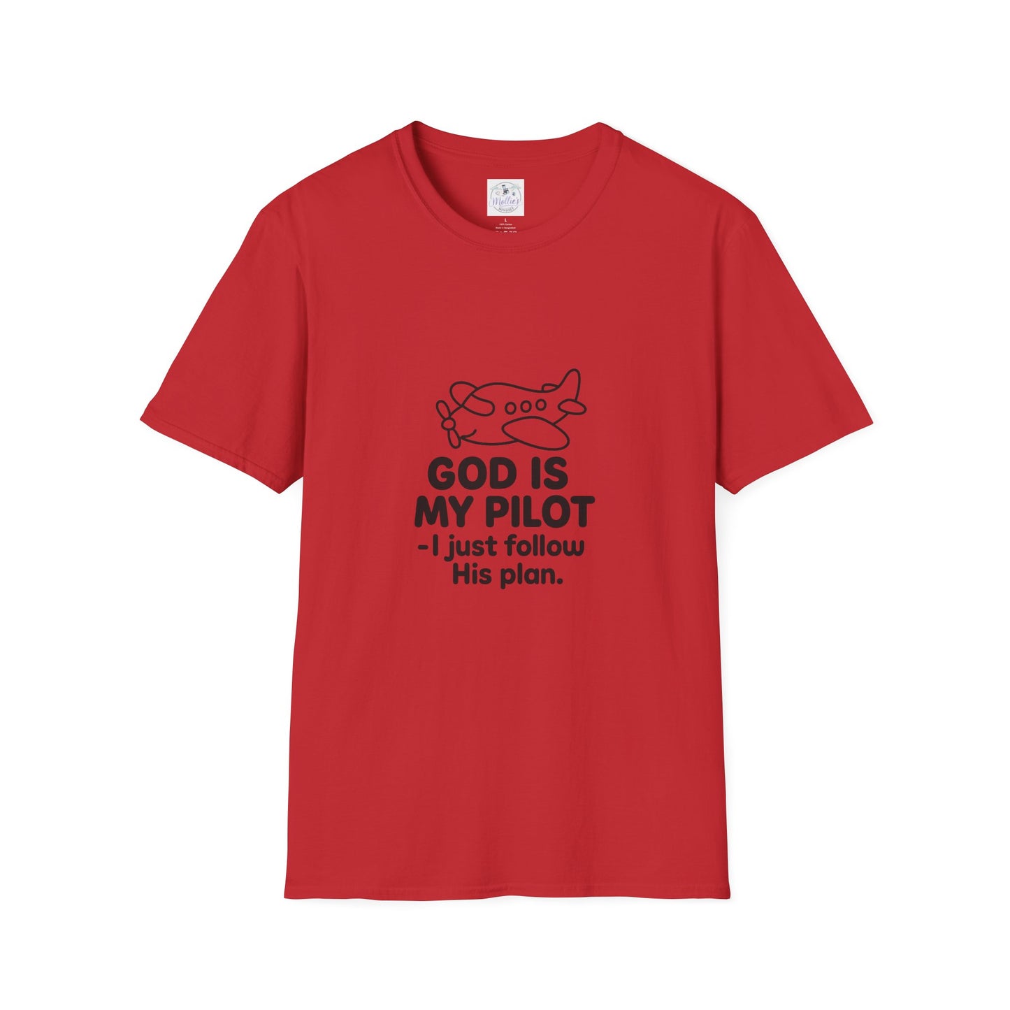 God Is My Pilot plane graphic T-Shirt | Christian faith aviation tee