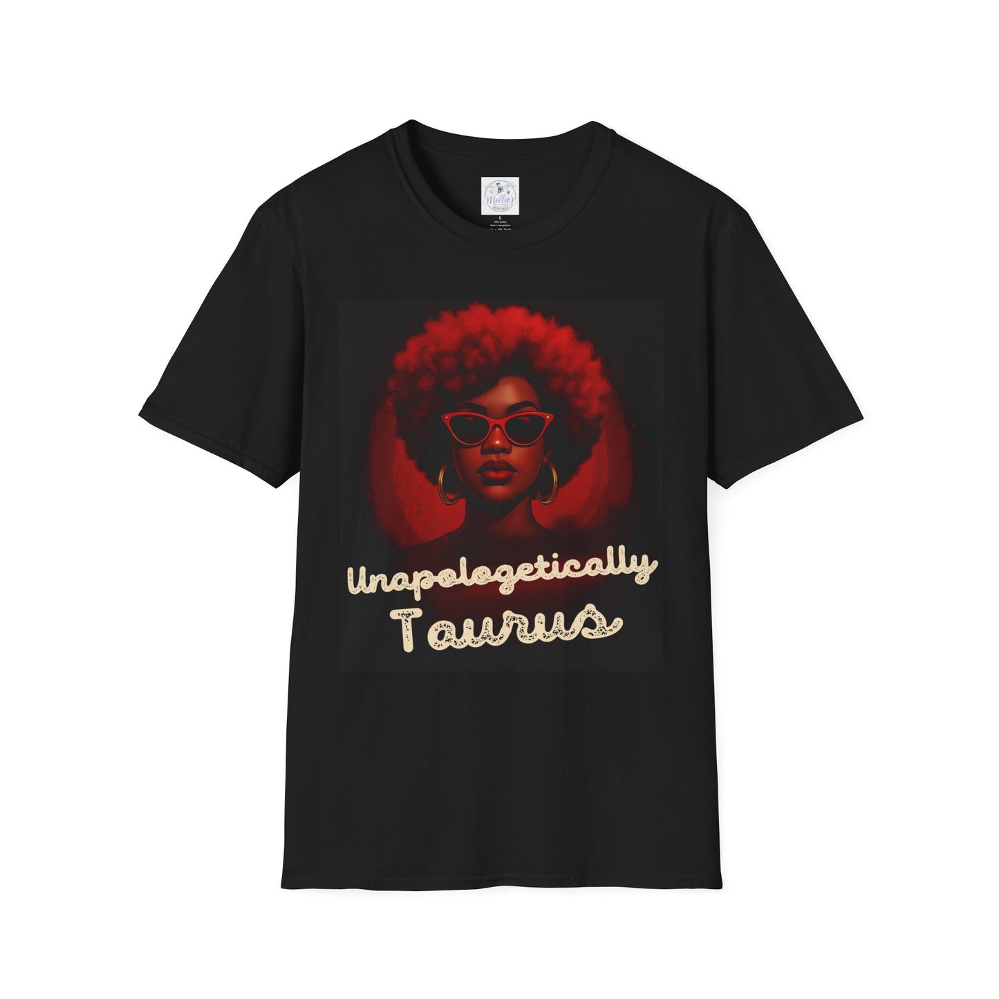 Unapologetically Taurus Red Afro Queen T-Shirt | Bold Zodiac Shirt for Confident Women