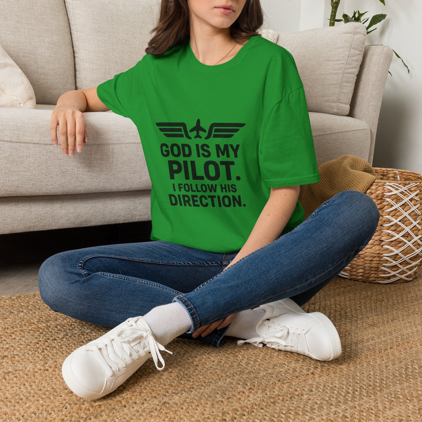 God Is My Pilot T-Shirt | Christian Pilot Shirt | Aviation Faith Tee | Airplane Lover Gift | Inspirational Christian Gift