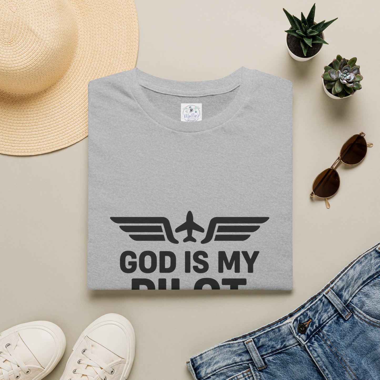 God Is My Pilot T-Shirt | Christian Pilot Shirt | Aviation Faith Tee | Airplane Lover Gift | Inspirational Christian Gift