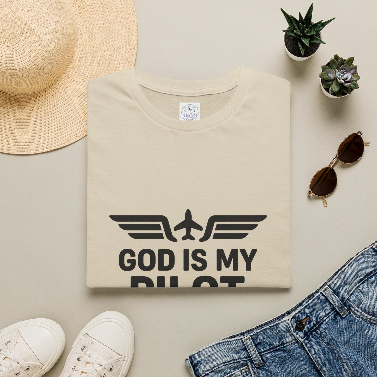 God Is My Pilot T-Shirt | Christian Pilot Shirt | Aviation Faith Tee | Airplane Lover Gift | Inspirational Christian Gift