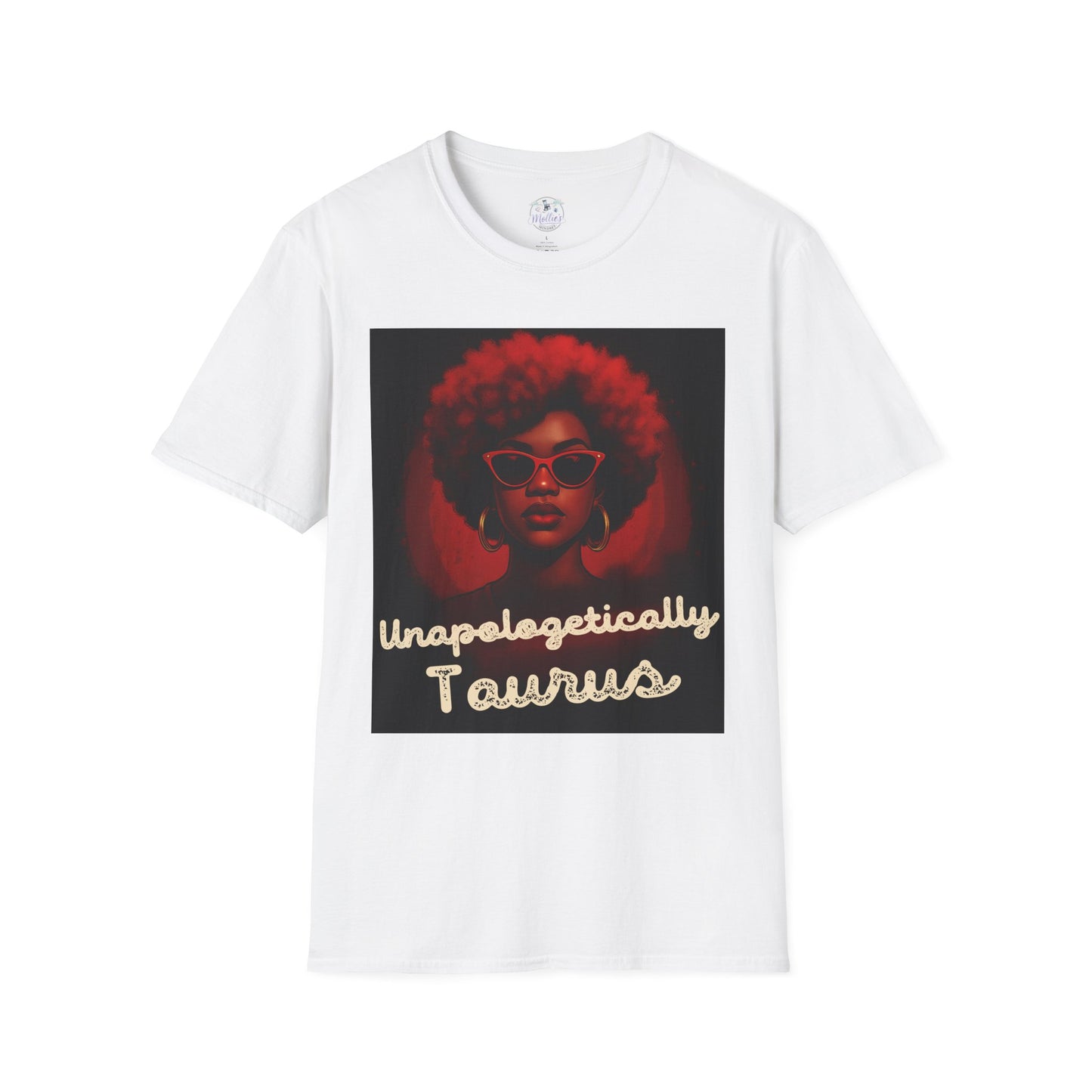 Unapologetically Taurus Red Afro Queen T-Shirt | Bold Zodiac Shirt for Confident Women