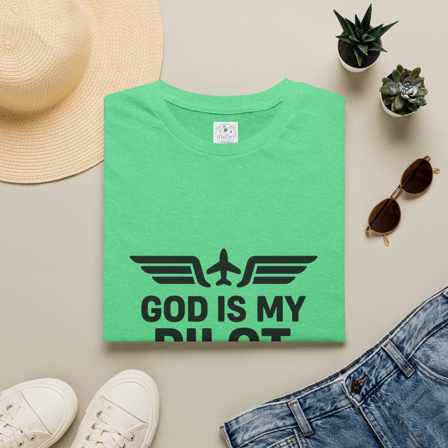 God Is My Pilot T-Shirt | Christian Pilot Shirt | Aviation Faith Tee | Airplane Lover Gift | Inspirational Christian Gift