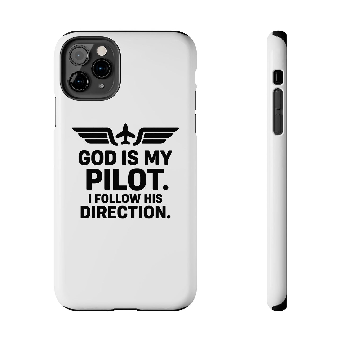 God Is My Pilot I Follow His Direction phone case | Christian aviation design