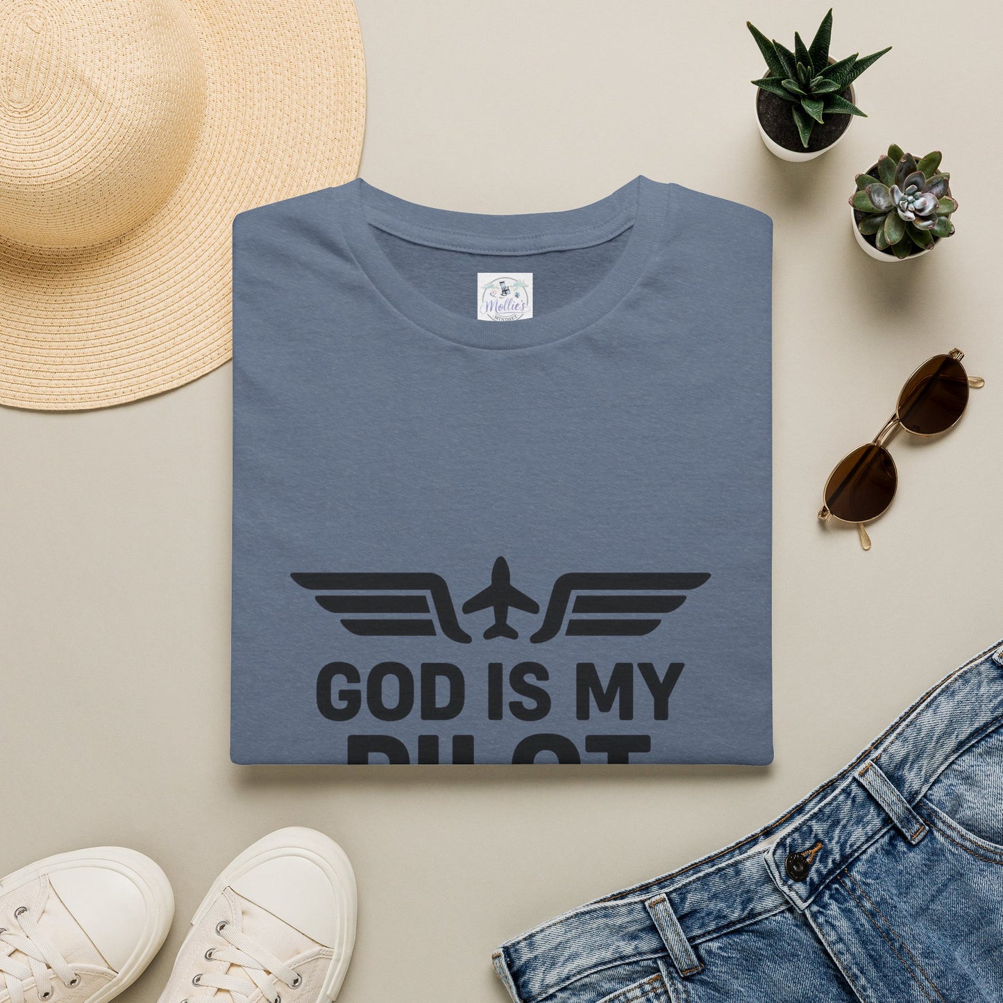 God Is My Pilot T-Shirt | Christian Pilot Shirt | Aviation Faith Tee | Airplane Lover Gift | Inspirational Christian Gift