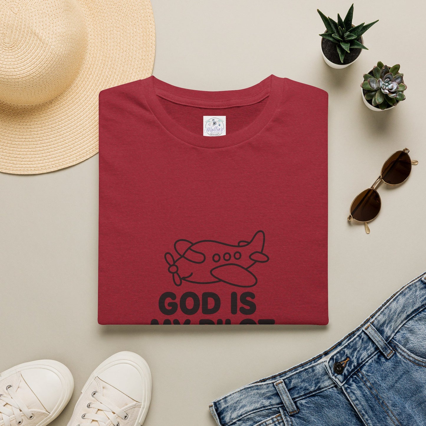 God Is My Pilot plane graphic T-Shirt | Christian faith aviation tee