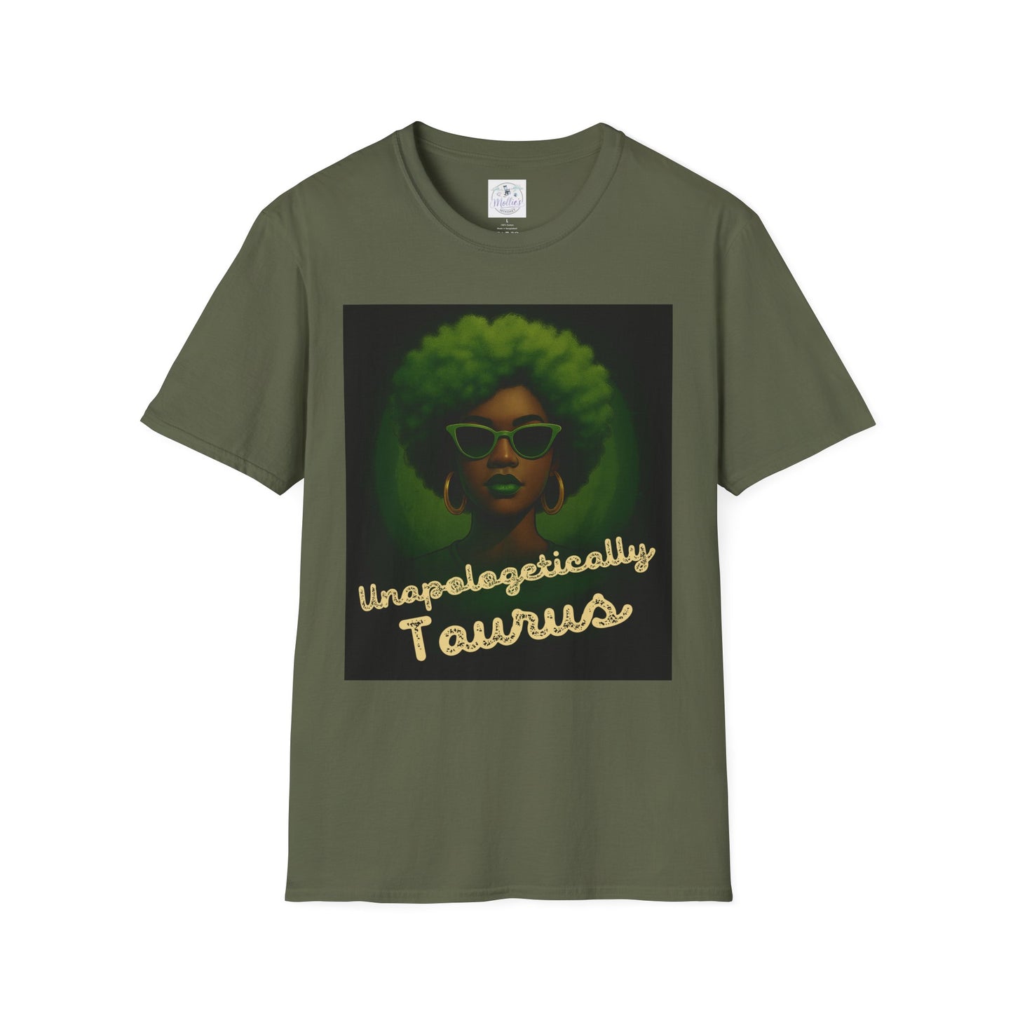 Unapologetically Taurus Green Afro Queen T-Shirt | Bold Zodiac Graphic Tee for Confident Women