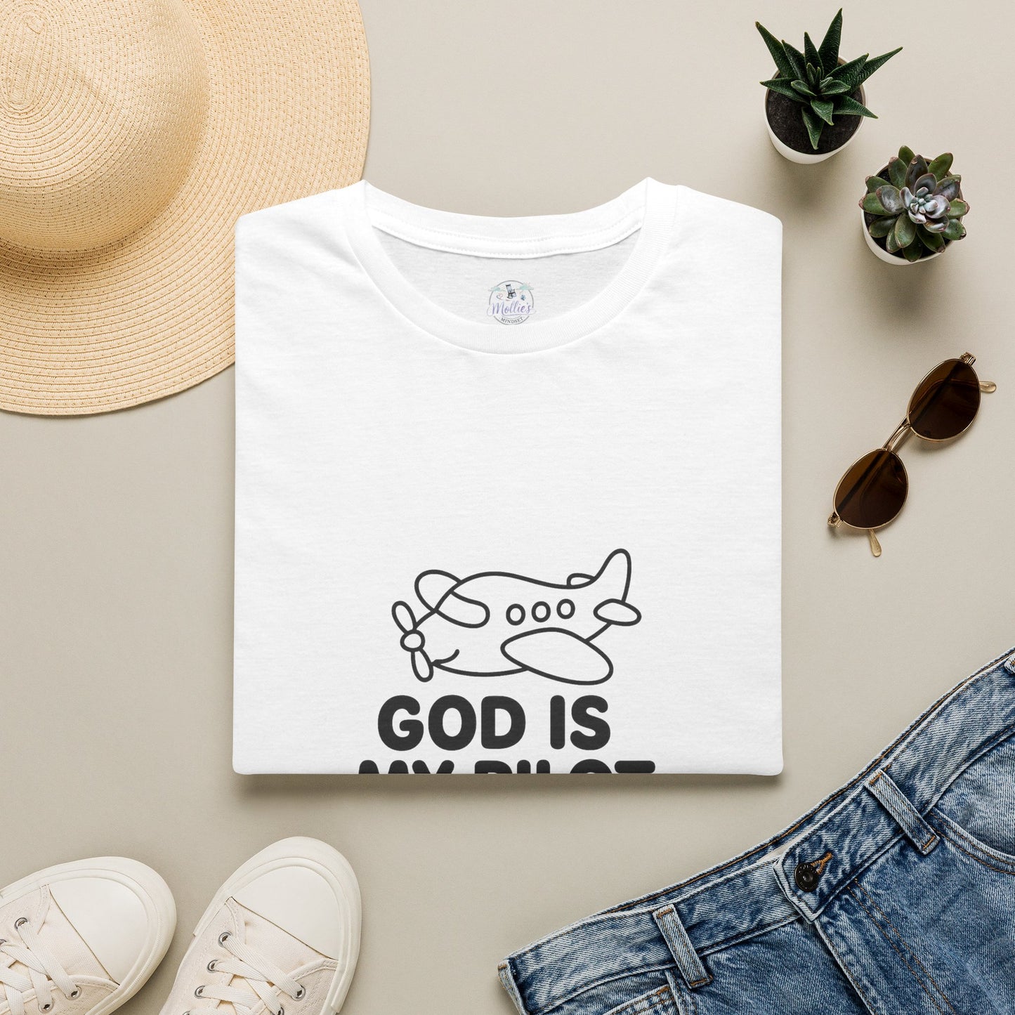 God Is My Pilot plane graphic T-Shirt | Christian faith aviation tee