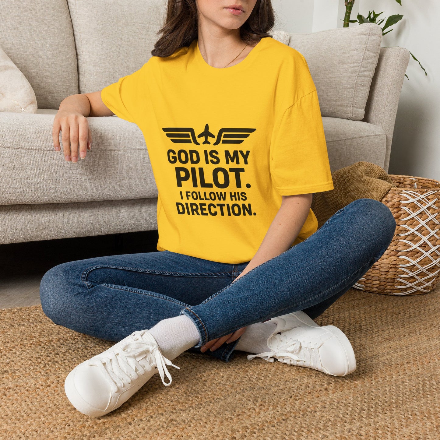 God Is My Pilot T-Shirt | Christian Pilot Shirt | Aviation Faith Tee | Airplane Lover Gift | Inspirational Christian Gift