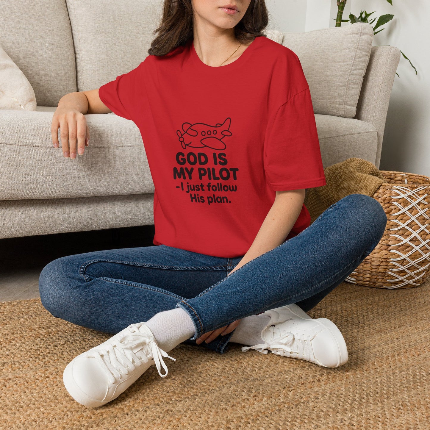 God Is My Pilot plane graphic T-Shirt | Christian faith aviation tee