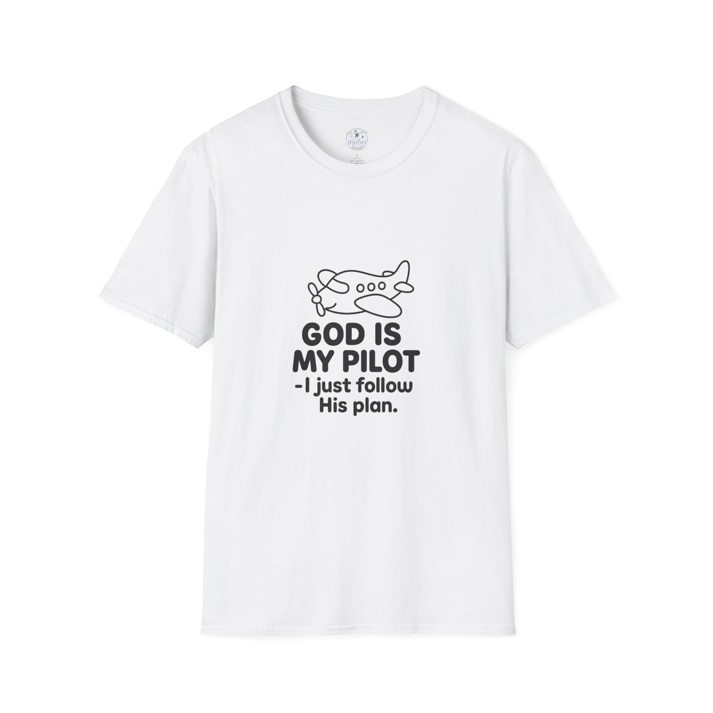 God Is My Pilot plane graphic T-Shirt | Christian faith aviation tee