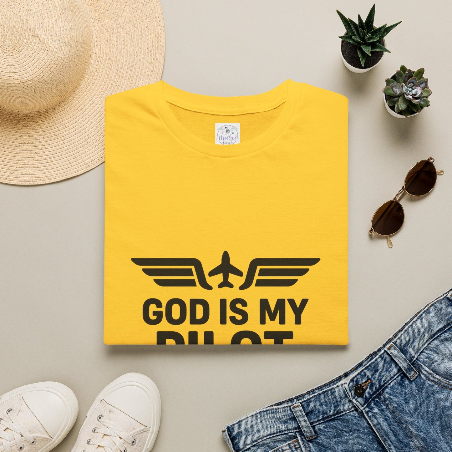 God Is My Pilot T-Shirt | Christian Pilot Shirt | Aviation Faith Tee | Airplane Lover Gift | Inspirational Christian Gift