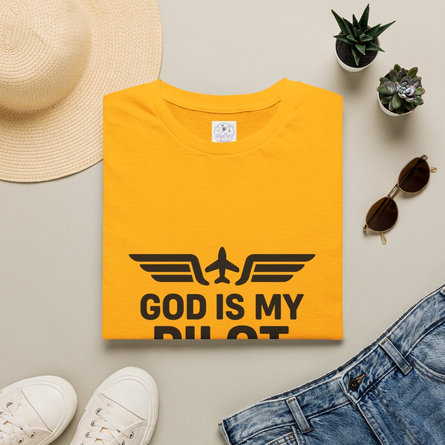 God Is My Pilot T-Shirt | Christian Pilot Shirt | Aviation Faith Tee | Airplane Lover Gift | Inspirational Christian Gift