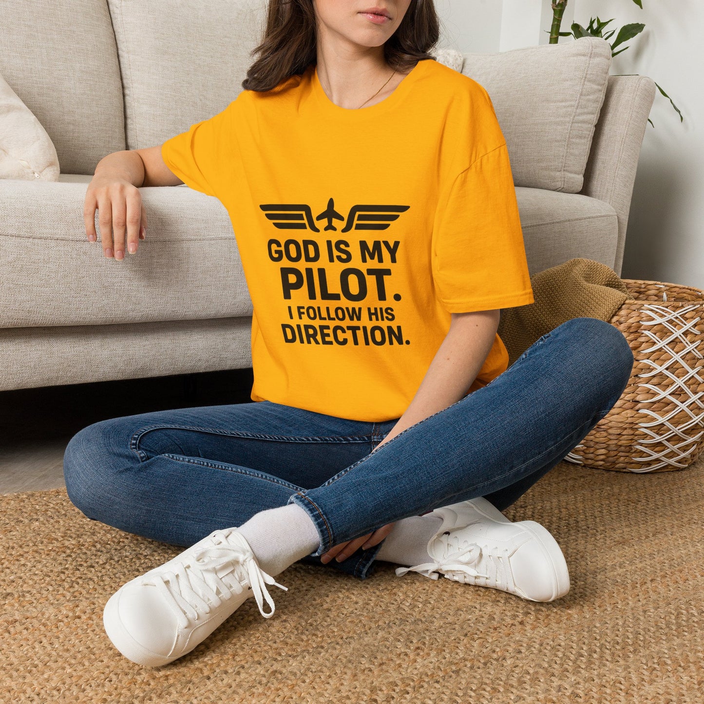 God Is My Pilot T-Shirt | Christian Pilot Shirt | Aviation Faith Tee | Airplane Lover Gift | Inspirational Christian Gift