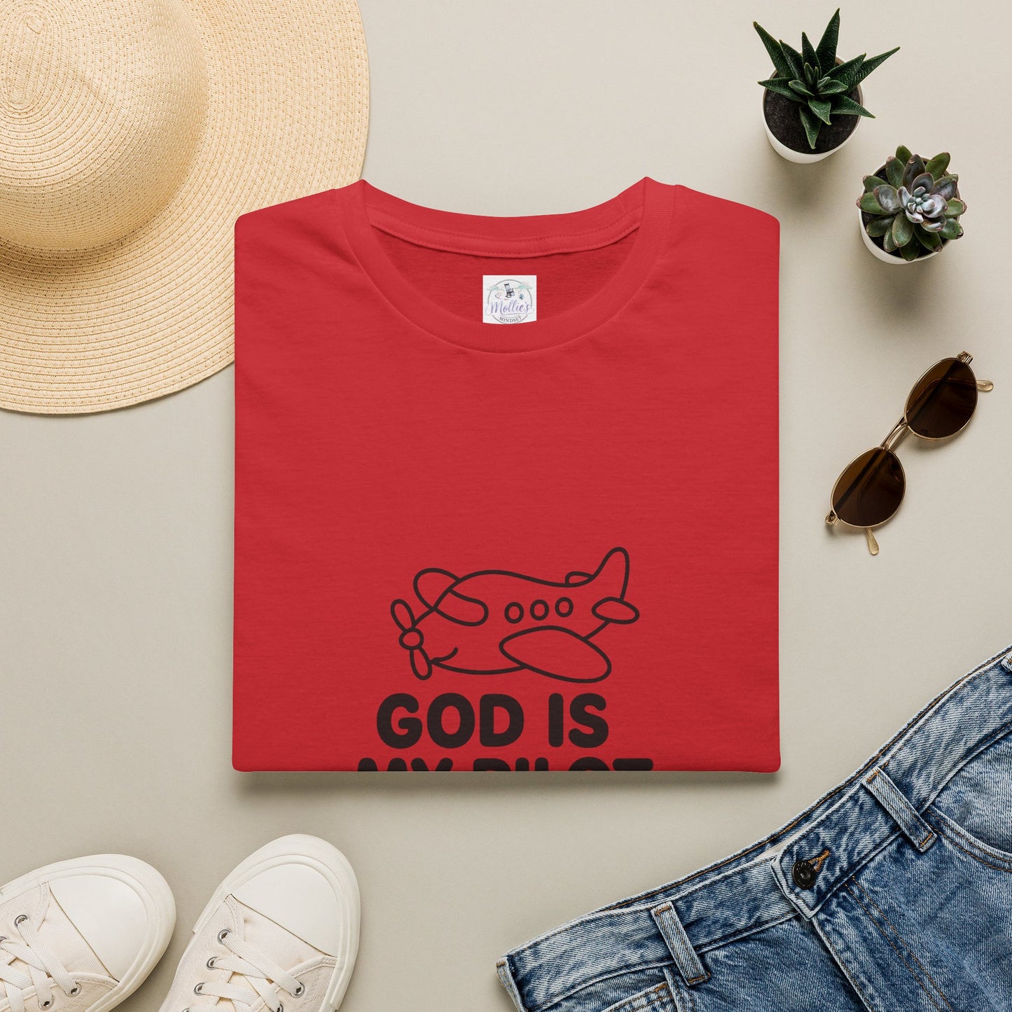 God Is My Pilot plane graphic T-Shirt | Christian faith aviation tee