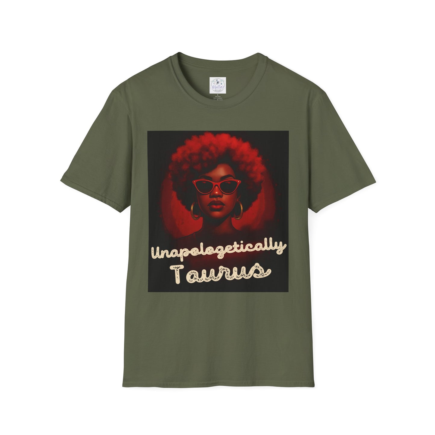 Unapologetically Taurus Red Afro Queen T-Shirt | Bold Zodiac Shirt for Confident Women