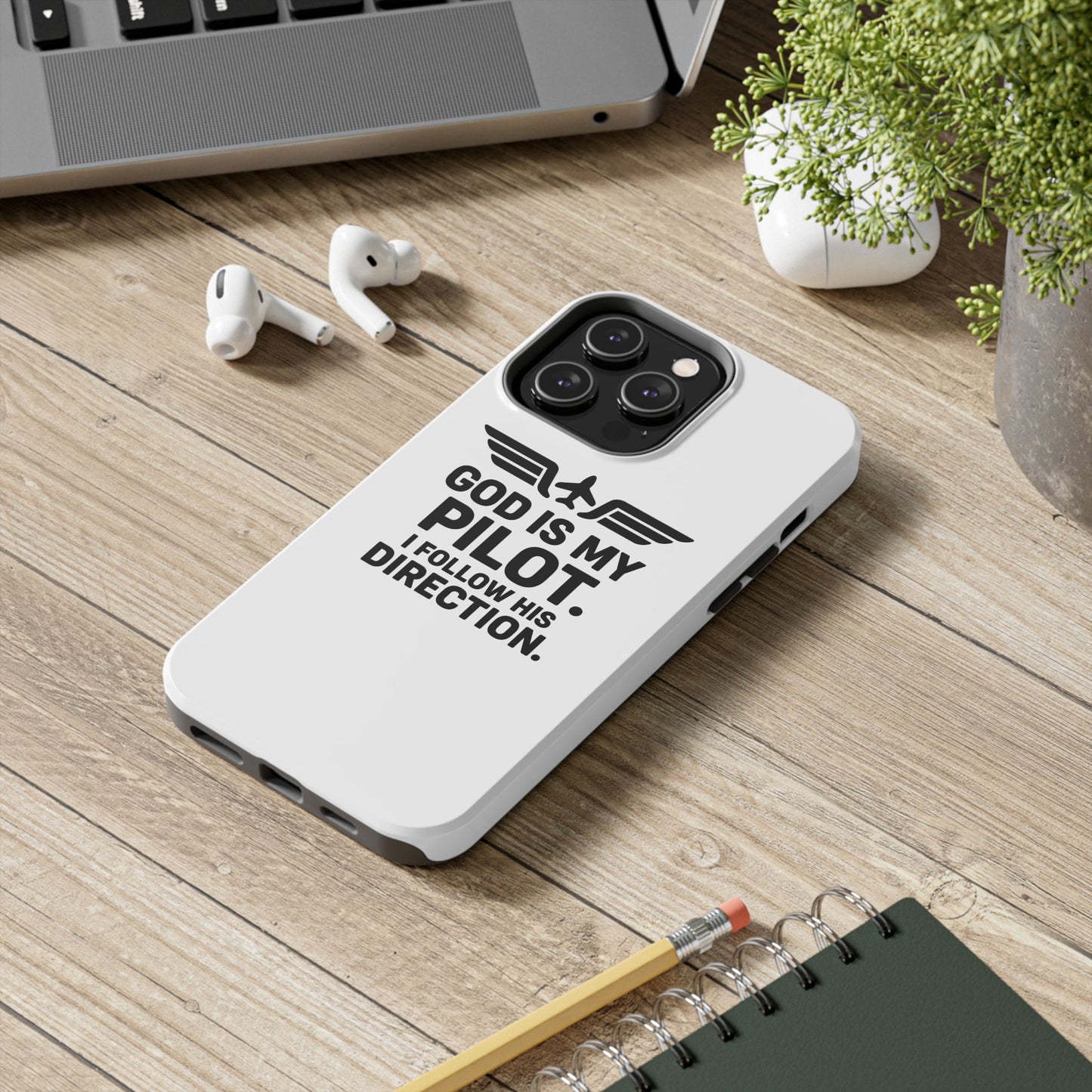 God Is My Pilot I Follow His Direction phone case | Christian aviation design