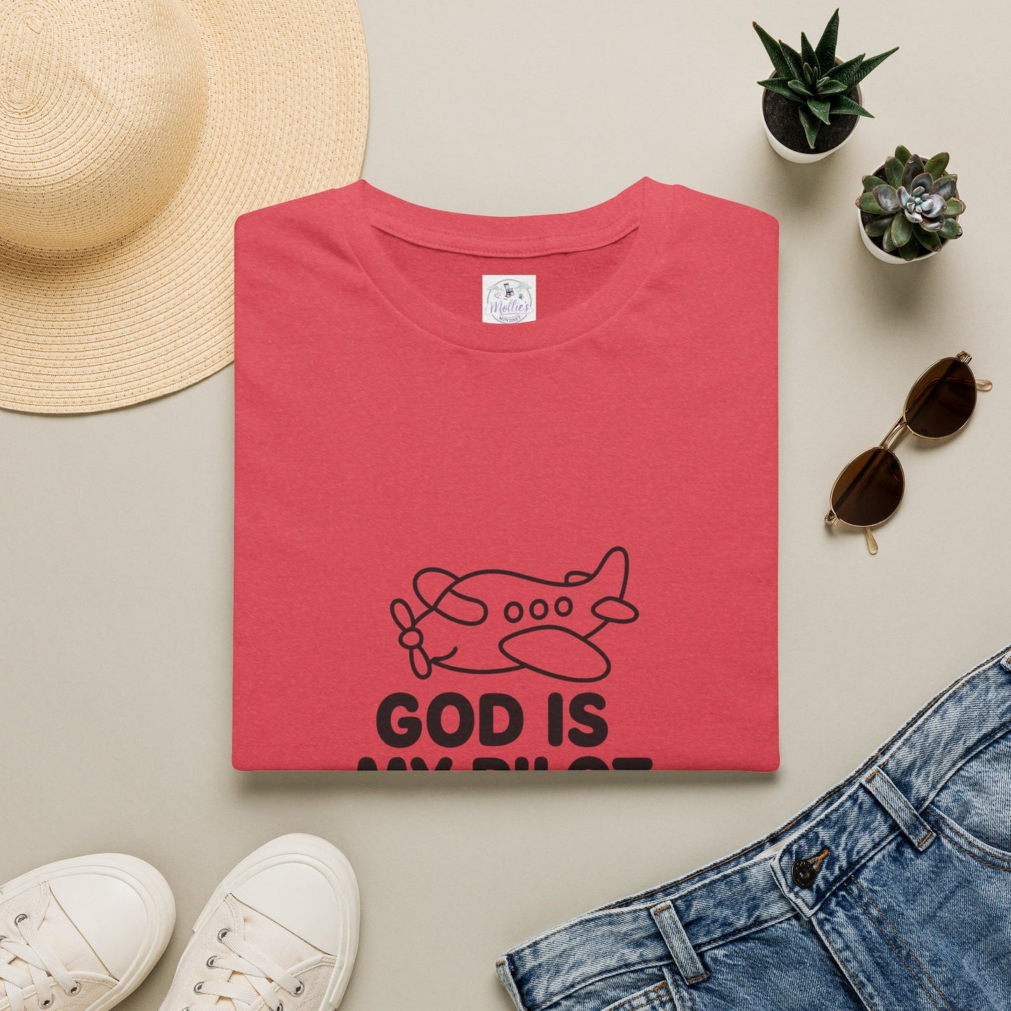 God Is My Pilot plane graphic T-Shirt | Christian faith aviation tee