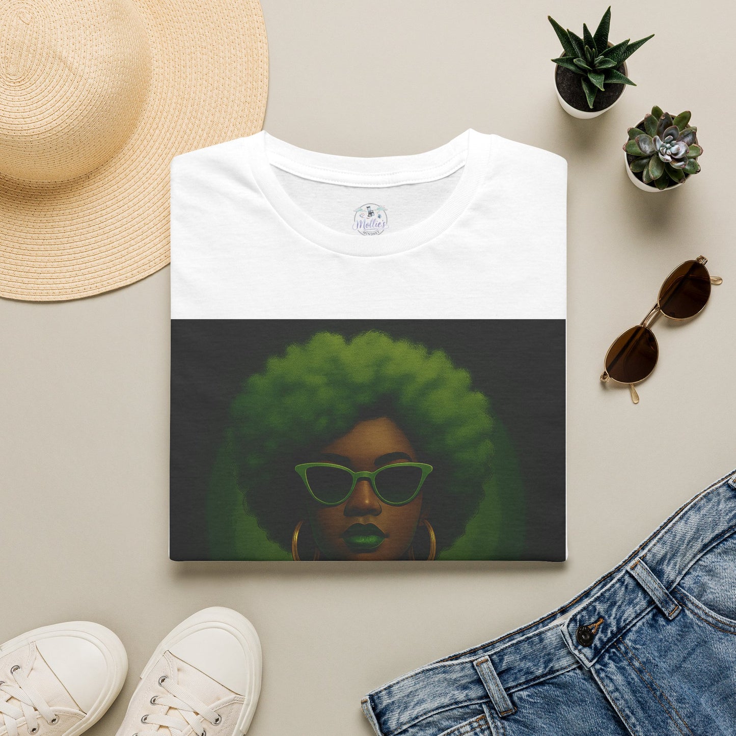 Unapologetically Taurus Green Afro Queen T-Shirt | Bold Zodiac Graphic Tee for Confident Women