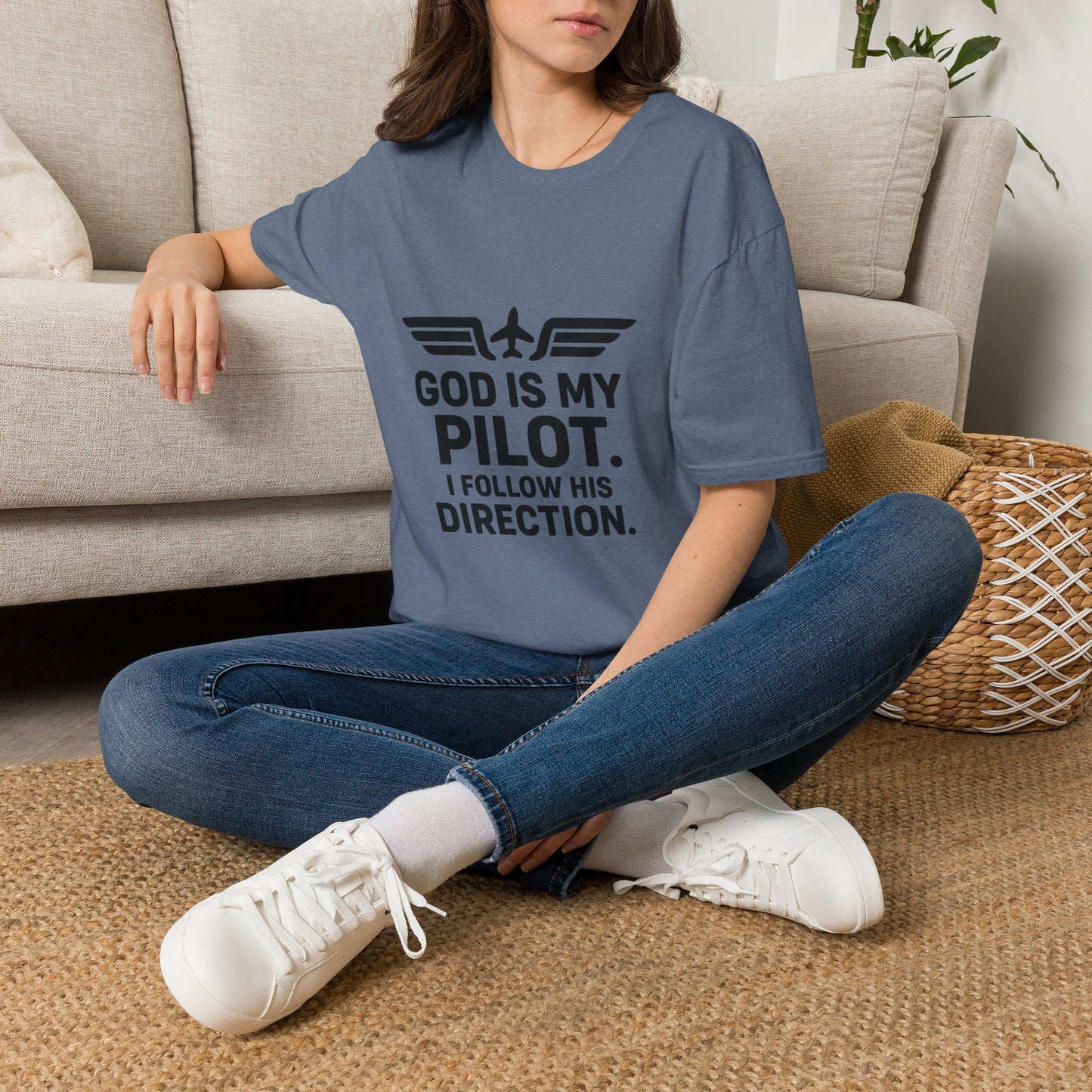 God Is My Pilot T-Shirt | Christian Pilot Shirt | Aviation Faith Tee | Airplane Lover Gift | Inspirational Christian Gift