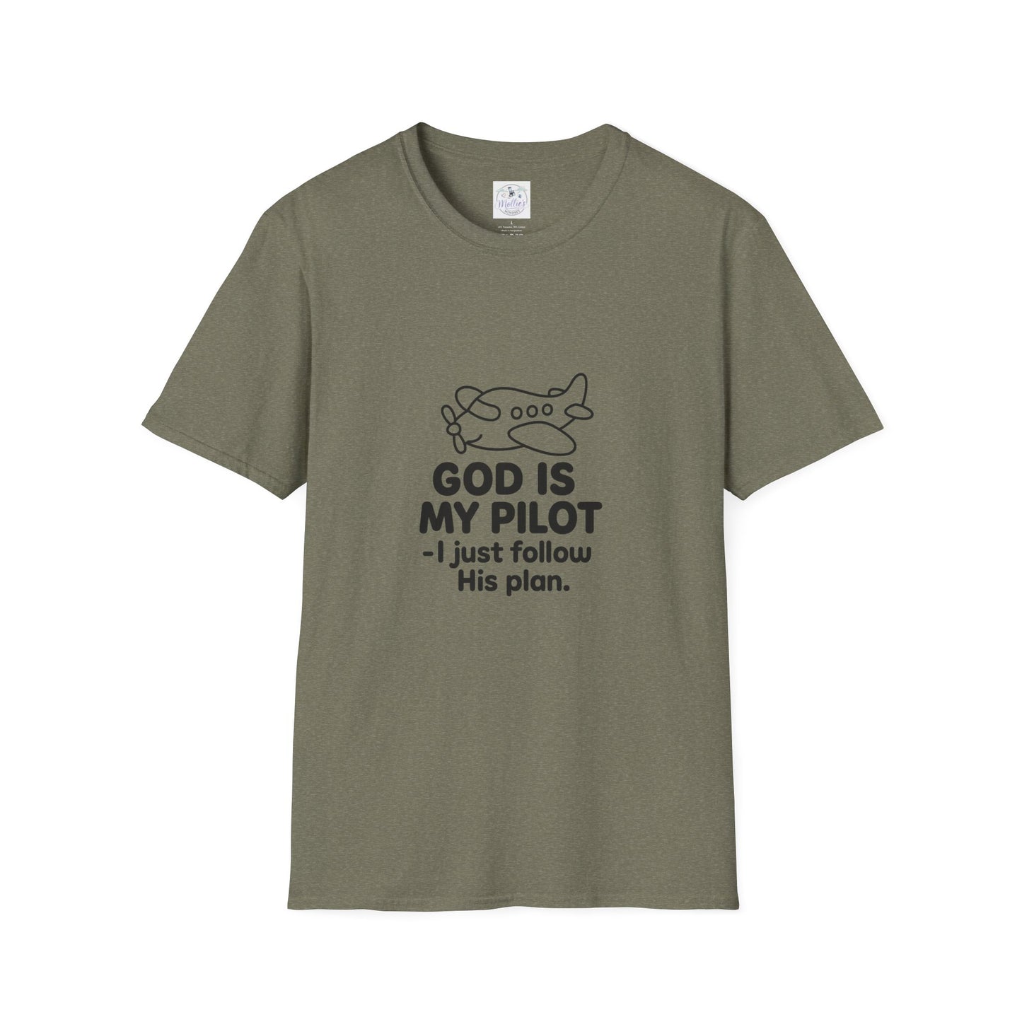 God Is My Pilot plane graphic T-Shirt | Christian faith aviation tee
