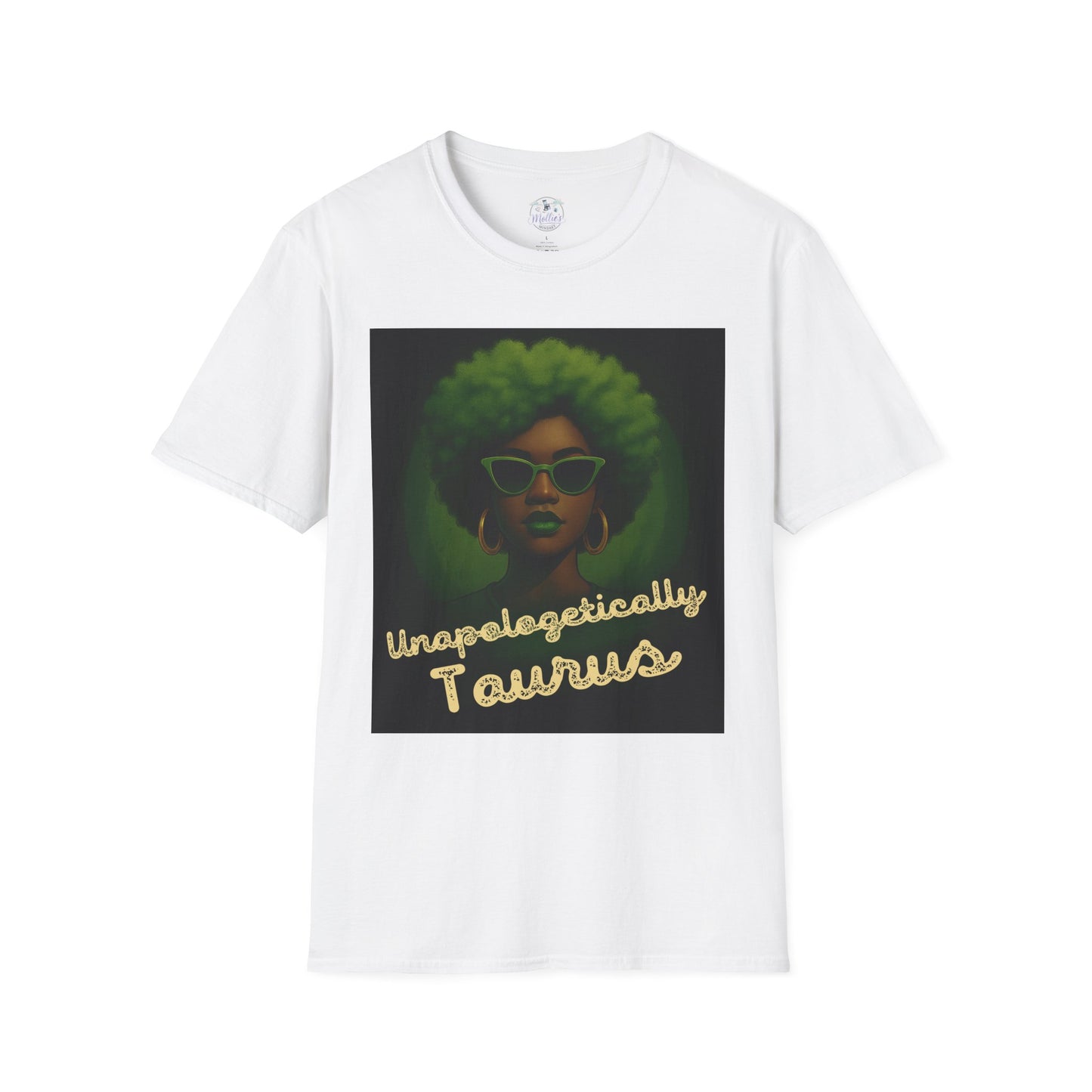Unapologetically Taurus Green Afro Queen T-Shirt | Bold Zodiac Graphic Tee for Confident Women
