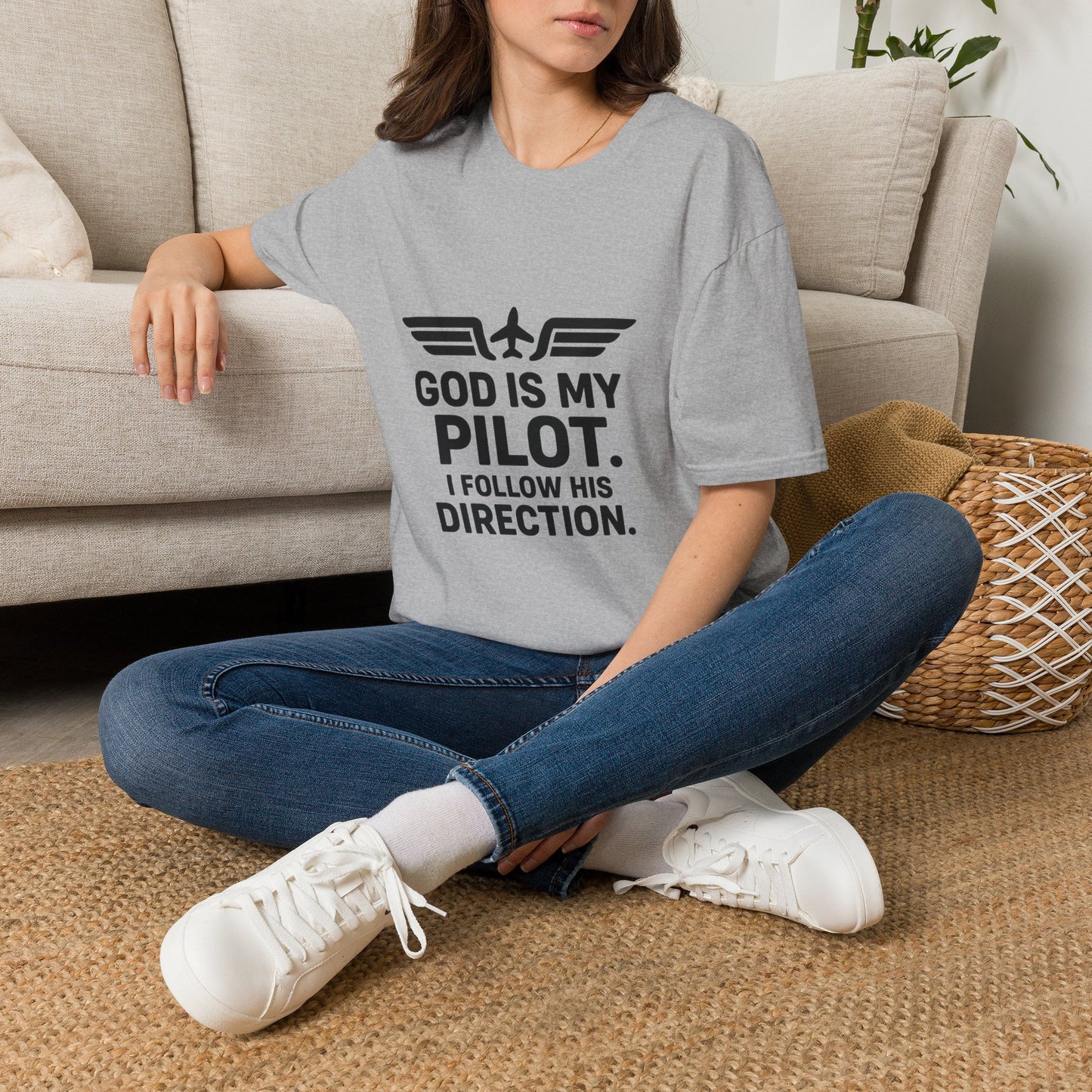God Is My Pilot T-Shirt | Christian Pilot Shirt | Aviation Faith Tee | Airplane Lover Gift | Inspirational Christian Gift